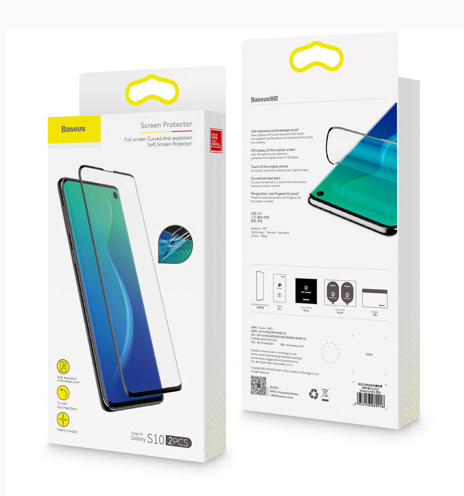 2pc Baseus 0.15mm Full-Screen Curved anti-explosion For S10 Support Finger scan