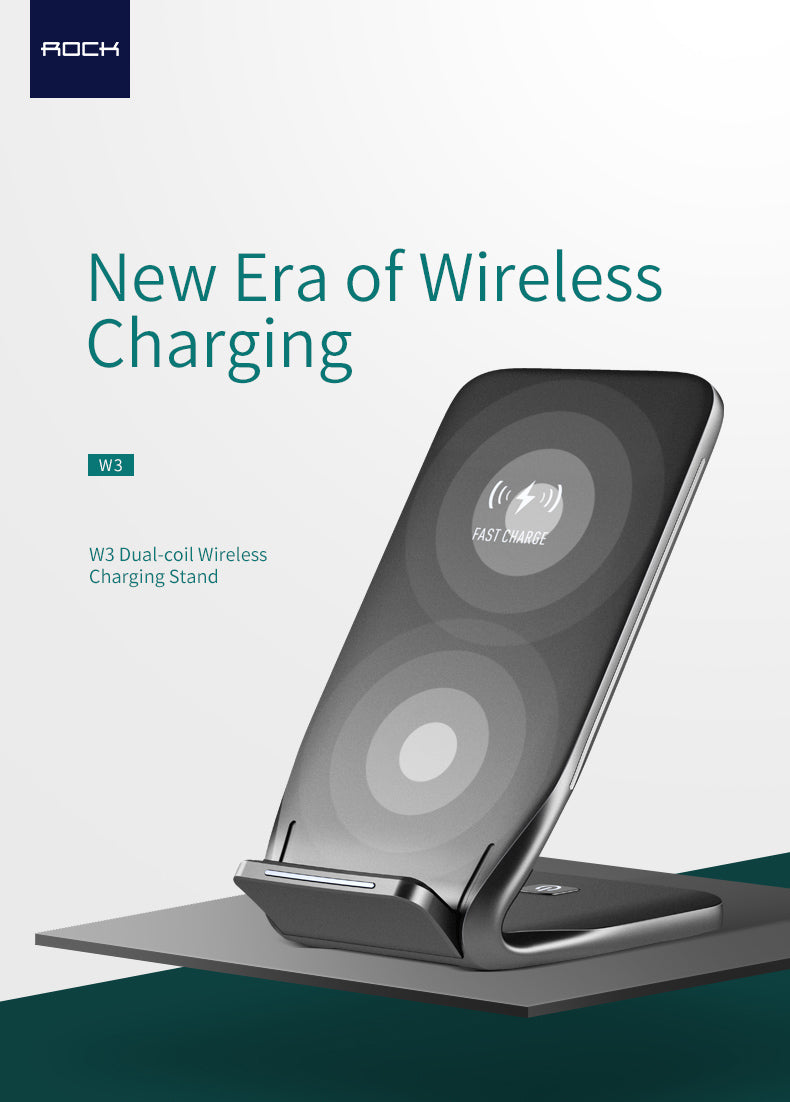 W3 Fast Wireless Charger By Rock QI Wireless Charging Phone Stand