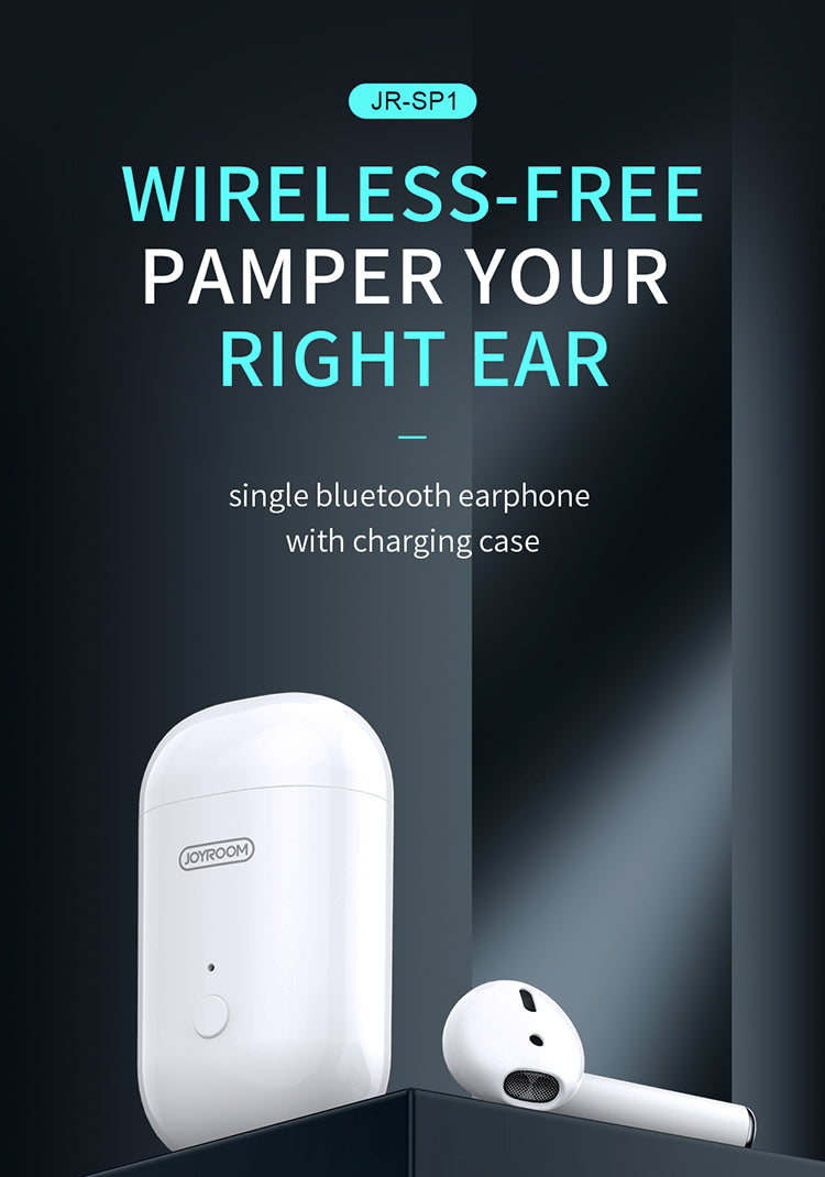 AirPods By Joyroom Single Earphone, 3.5h Calling, Work with iOS and Android + Free Case