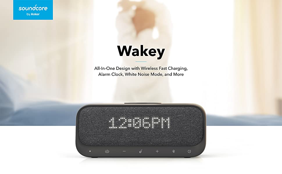 Anker Soundcore Wakey Speaker, Wireless Charger, Alarm &amp; FM Radio Black
