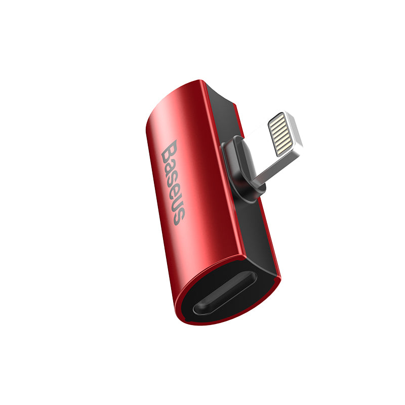 Baseus L46 iPhone Converter to Dual iP Female Adapter Red