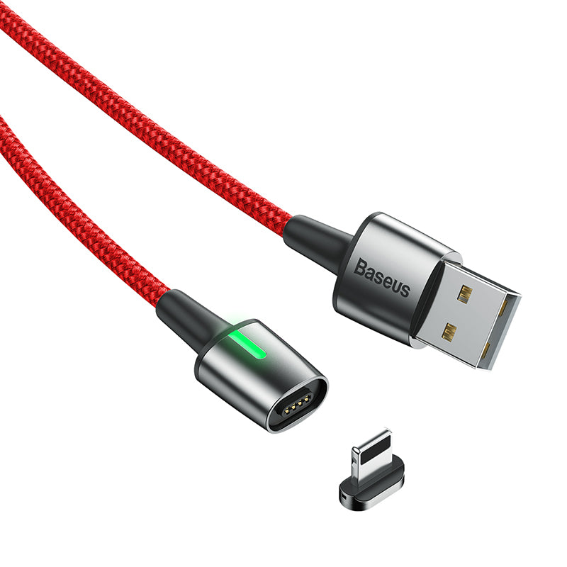 Baseus Zinc Magnetic Cable With Lamp USB For iP 2.4A 1m Red