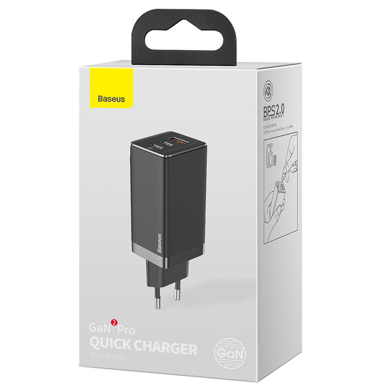 Baseus GaN2 Quick Charger 65W With Mini Cable USB-C To C - Black