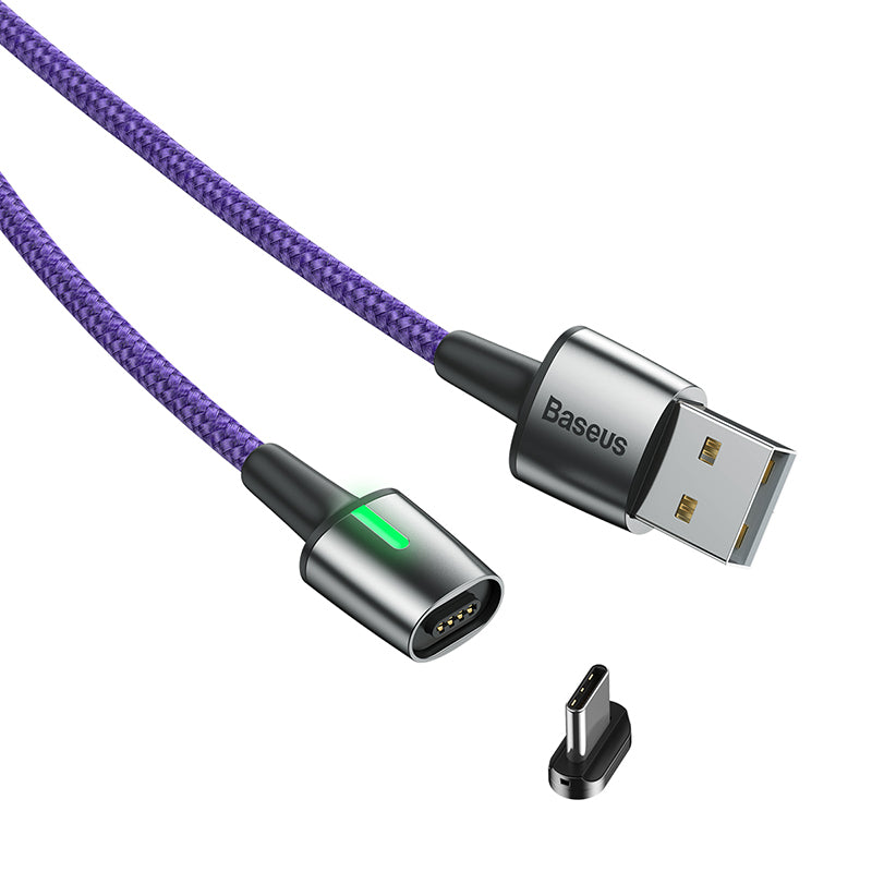 Baseus Zinc Magnetic Cable With Lamp USB For Type-C 1m Purple