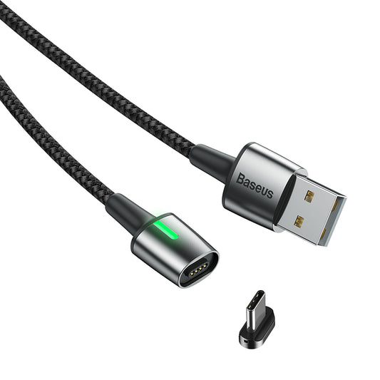 Baseus Zinc Magnetic Cable With Lamp USB For Type-C 1m Black