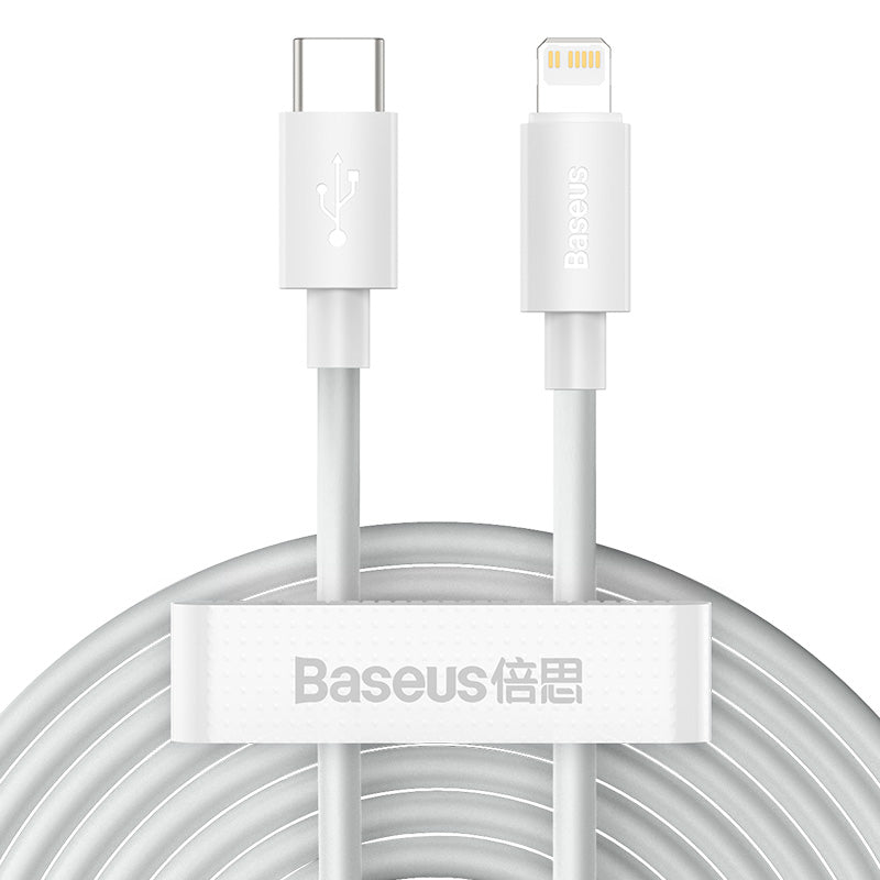 Baseus Simple Wisdom Data Cable Kit USB to iP PD 20W 2PCS 1.5m White