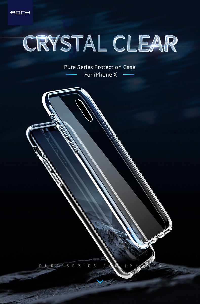 Pure Series By Rock Hard Back Case Bumper For iPhone X - Black Crystal frame