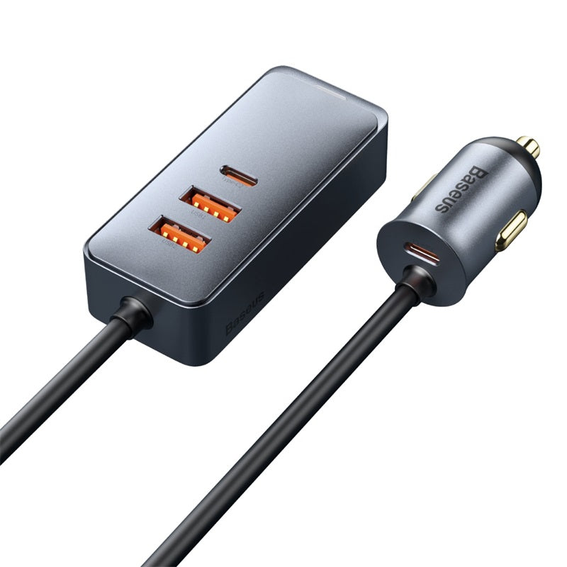 Baseus Share Together PPS multi-port Fast charging car charger with extension cord 120W 2U+2C Gray
