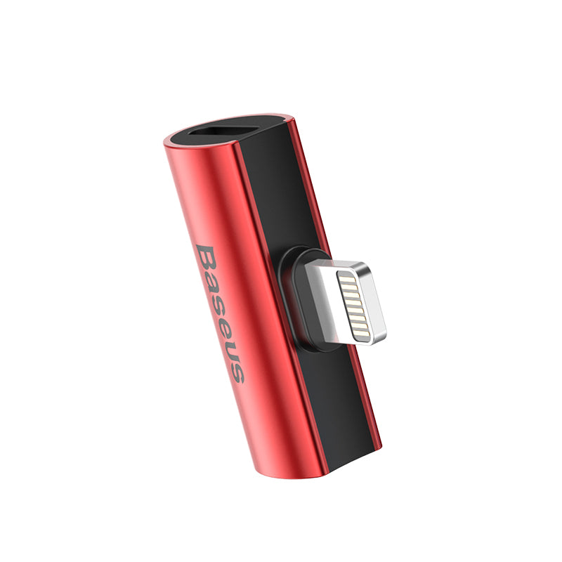 Baseus L46 iPhone Converter to Dual iP Female Adapter Red