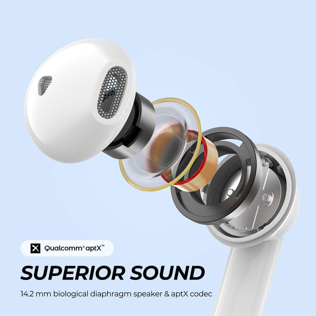 SoundPeats TrueAir Touch Earbuds With built-in 14.2mm Speaker White