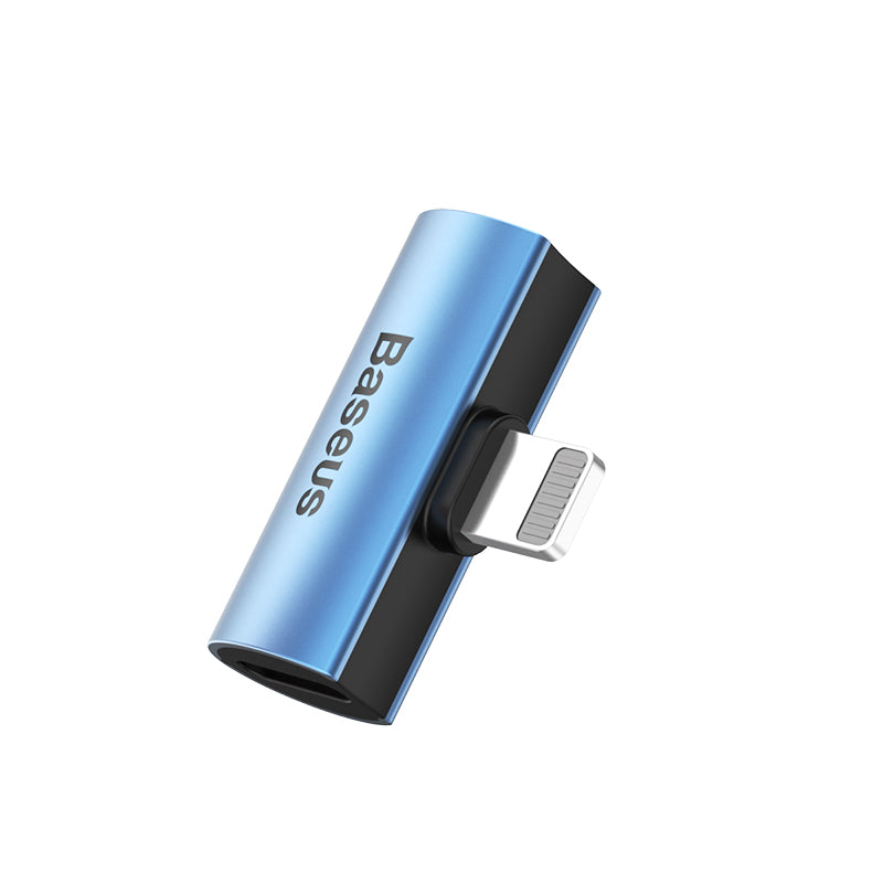 Baseus L46 iPhone Converter to Dual iP Female Adapter Blue