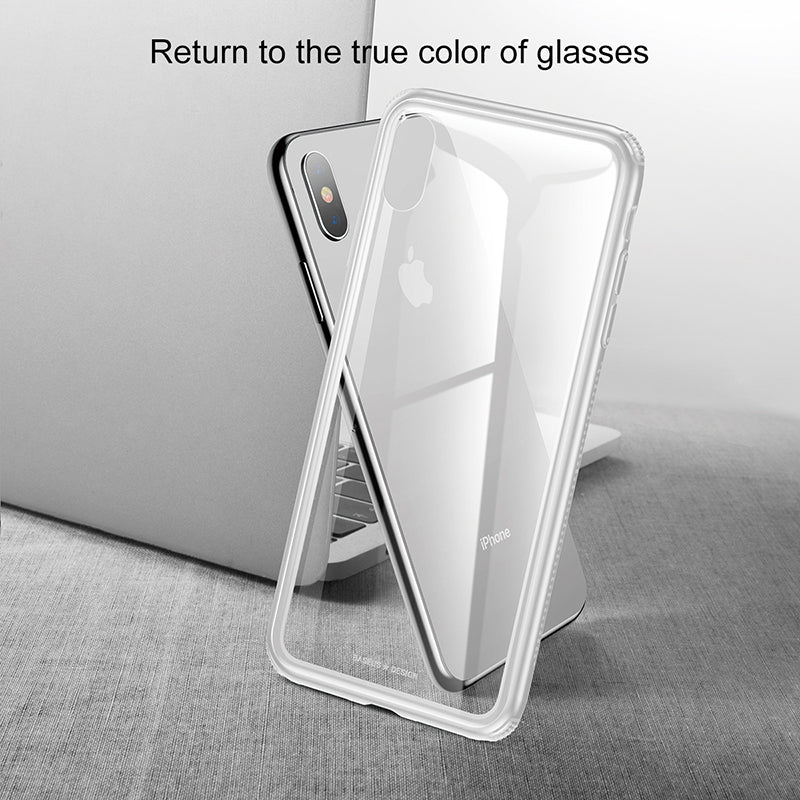 See-through By Baseus Glass Back + Bumper Frame iPhone Xs Max White