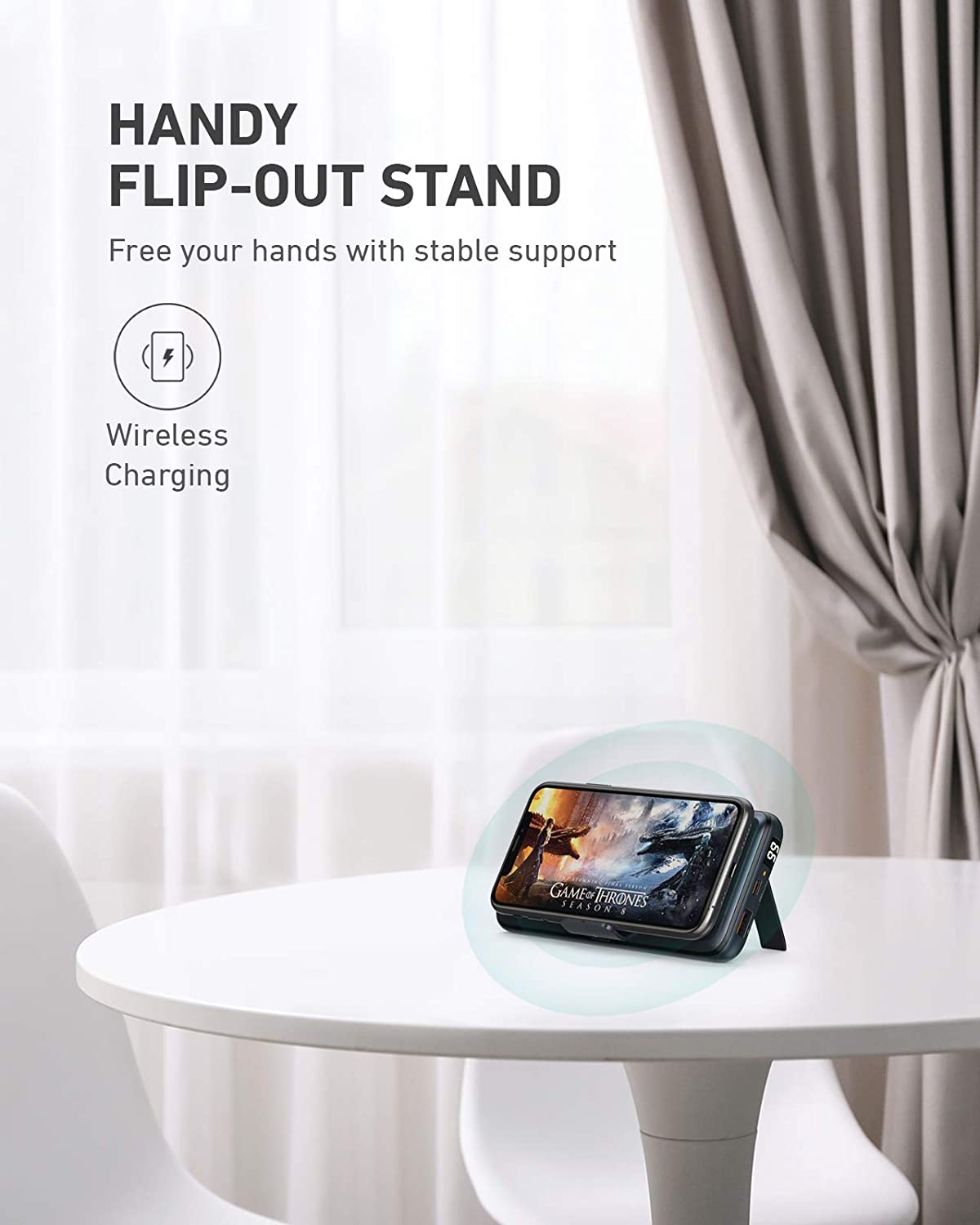 Aukey 20,000mAh Portable Wireless Power Bank, PD and QC3.0 - Black