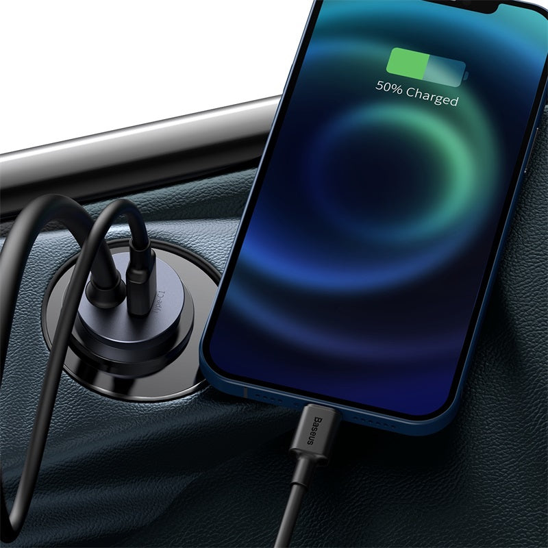 Baseus Share Together PPS multi-port Fast charging car charger with extension cord 120W 2U+2C Gray
