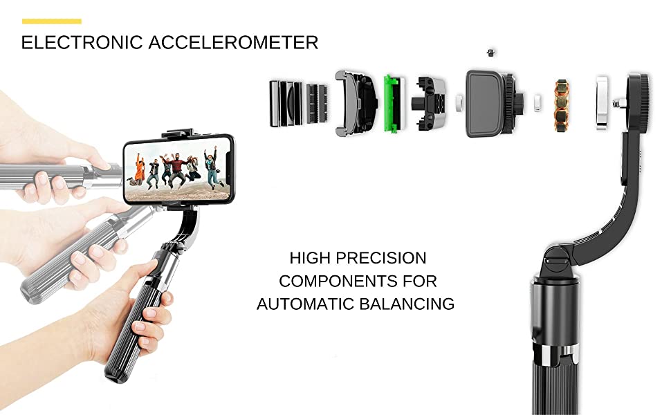 L08 Anti-Shake Gimbal Stabilizer Selfie Stick Tripod 360° Rotate