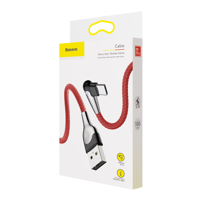 Baseus Sharp-Bird Type-C Cable With 90 Degree Bend, QC3.0 | Red
