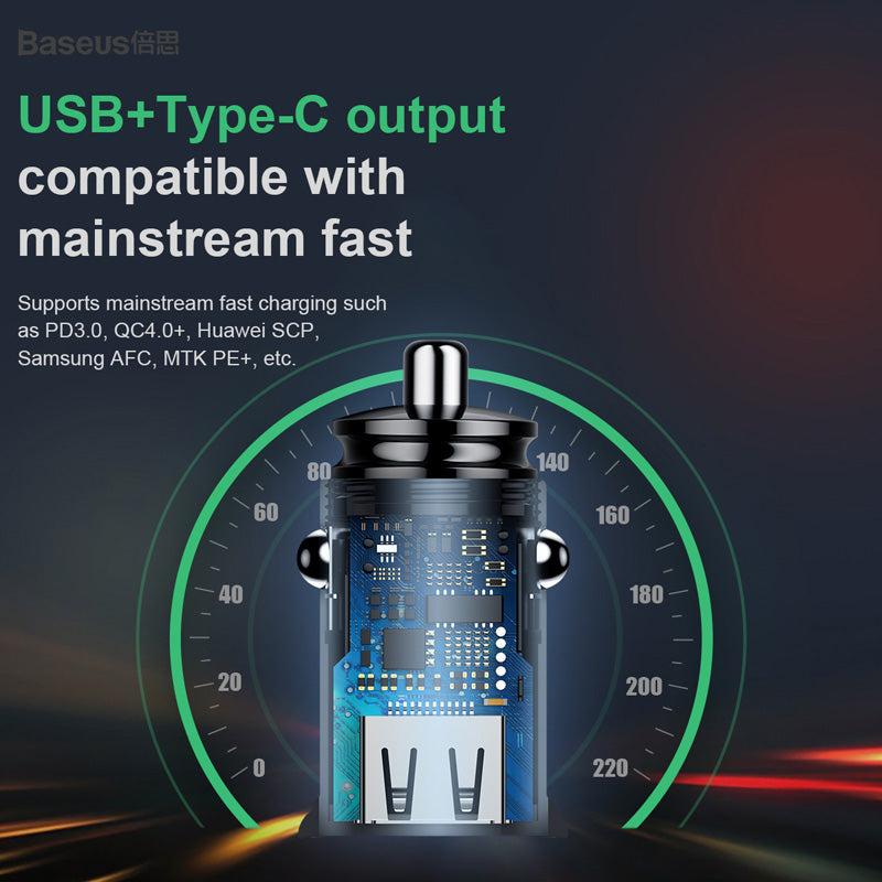 Smartkoshk circular car charger with dual USB ports and Type C PD, compact design for fast charging in vehicles.