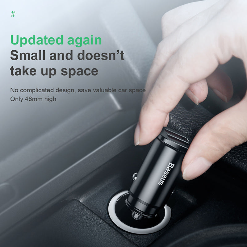 Baseus Square Metal Car Adapter Dual USB Quick Charge 3.0 (30W)