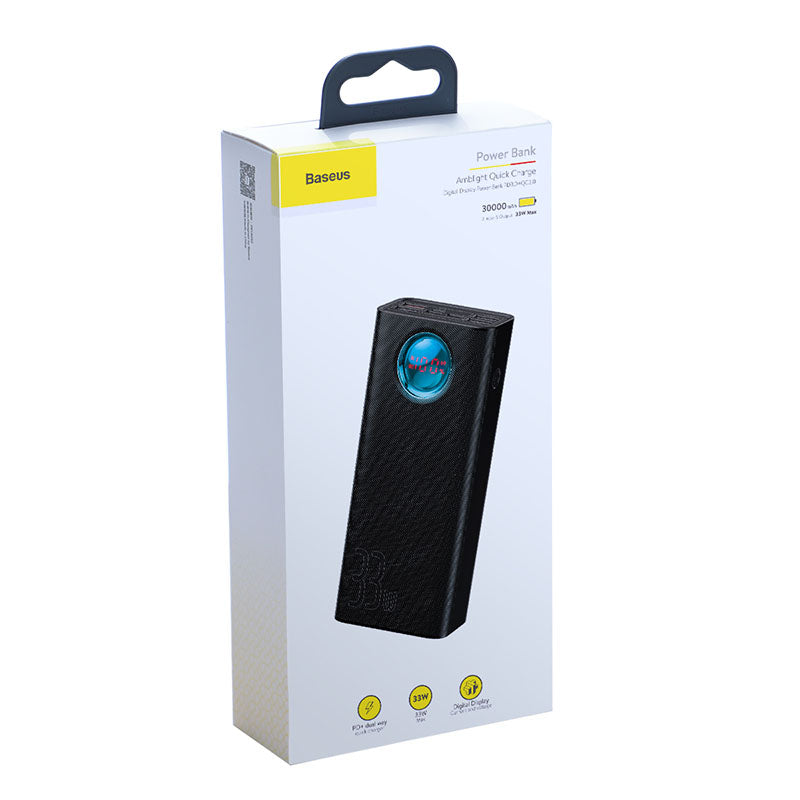 Baseus Amblight Fast Power Bank, 7 Ports 33W (PD3.0+QC3.0) 30000mAh Black