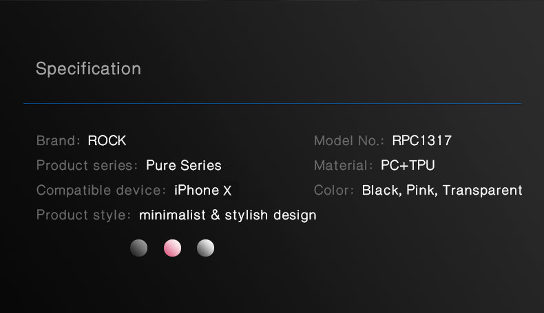 Pure Series By Rock Hard Back Case Bumper For iPhone X - Black Crystal frame