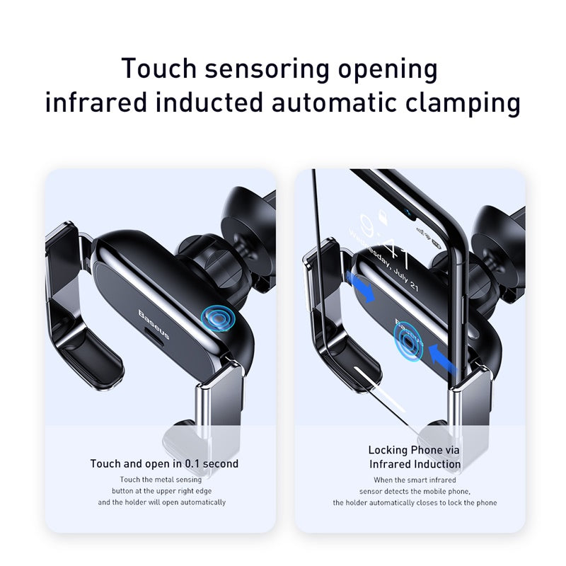 Baseus Mini Electric Car Holder With Sensor Silver