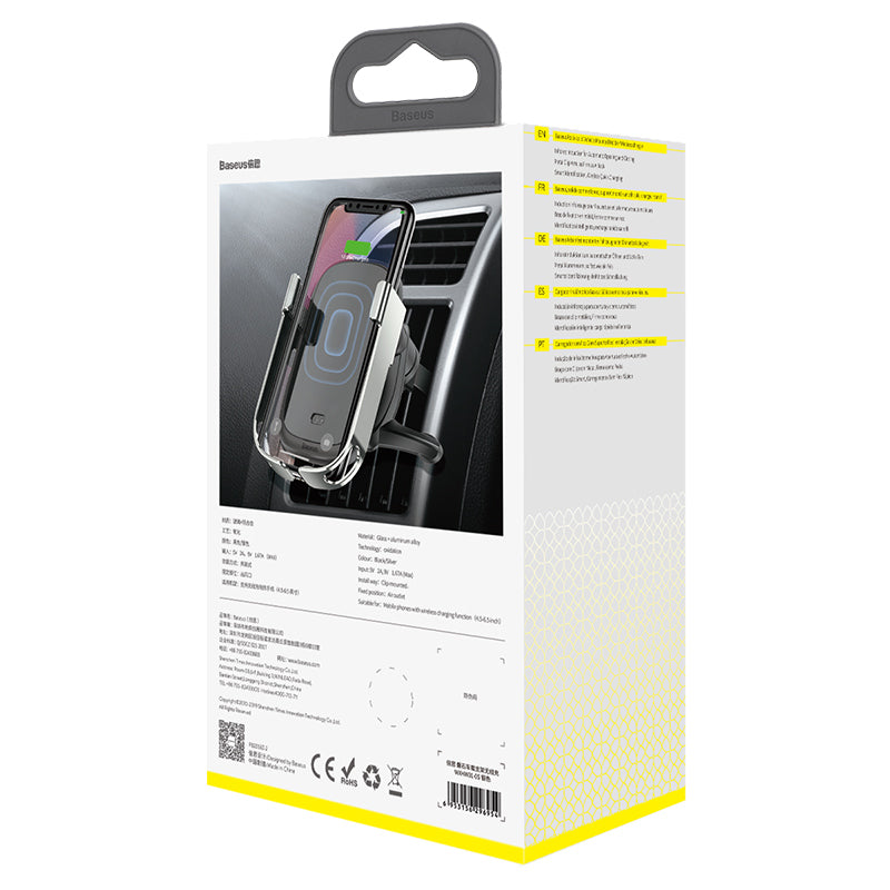 Baseus Rock-solid Electric Holder Fast Wireless Charger 10W Silver
