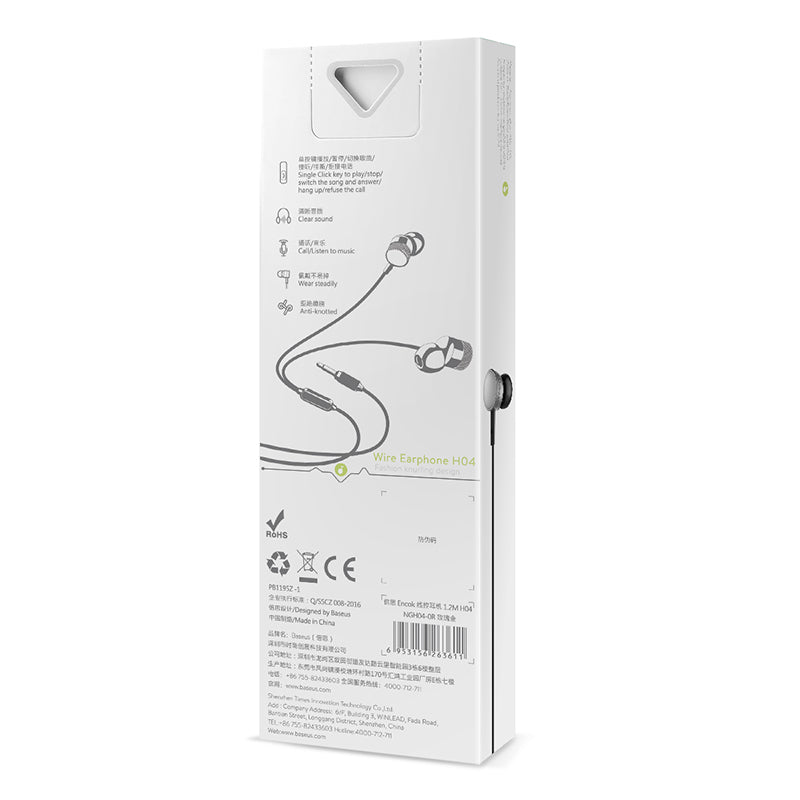 Baseus Encok H04 Sport Wired Stereo Earphone Silver/Black