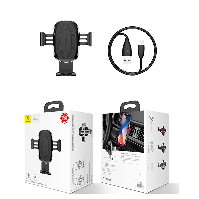 Gravity Car Mount Wireless Charger [ Fast Charging ] By Baseus Silver/Black