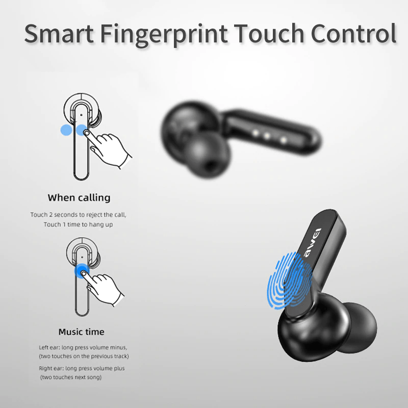 Awei Buds TWS HiFi Stereo Earbuds, Touch Control, Wireless Charging, IPX4