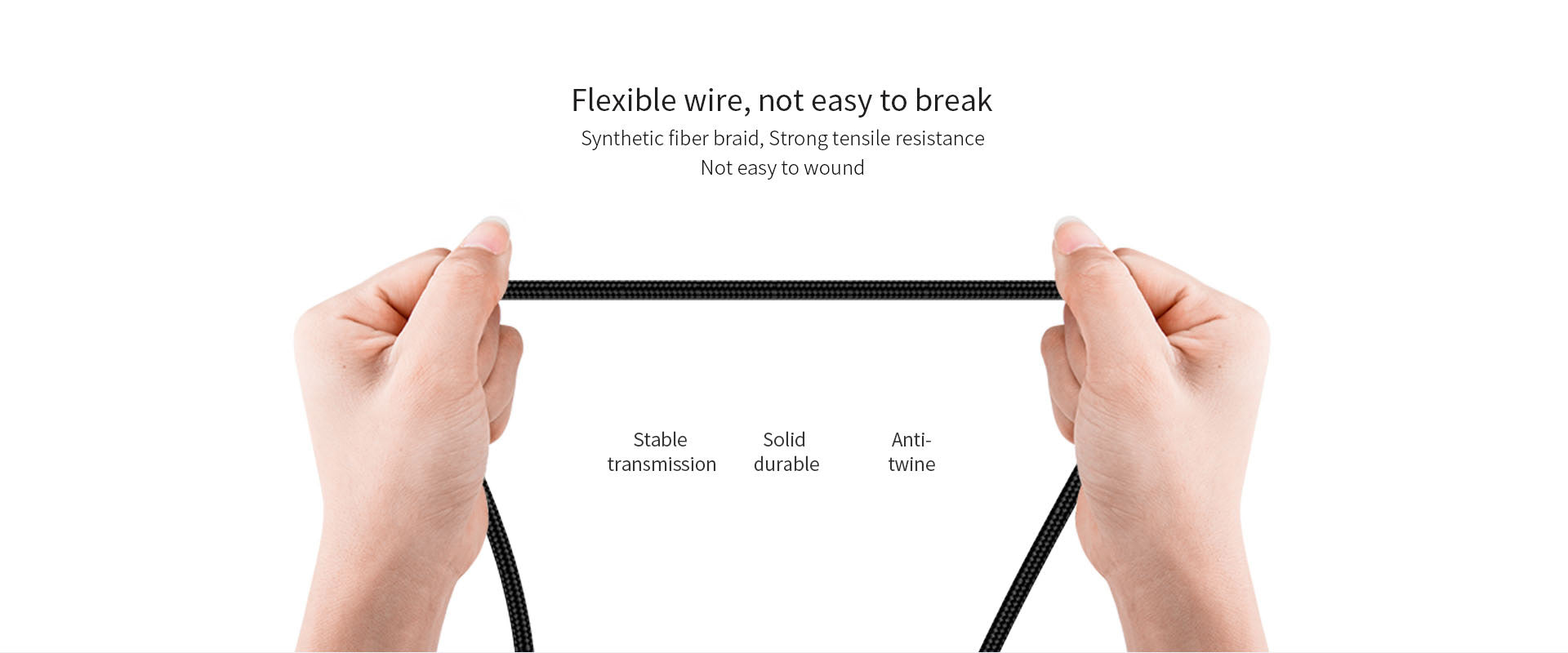 White Joyroom micro cable with anti-cut nylon material, designed for 2.4A fast charging.