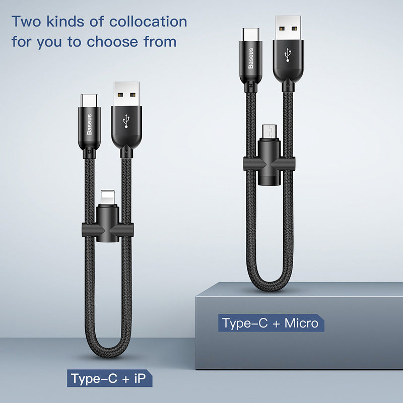 U-shaped Short PowerBank Cable 23cm For iPhone + Type C