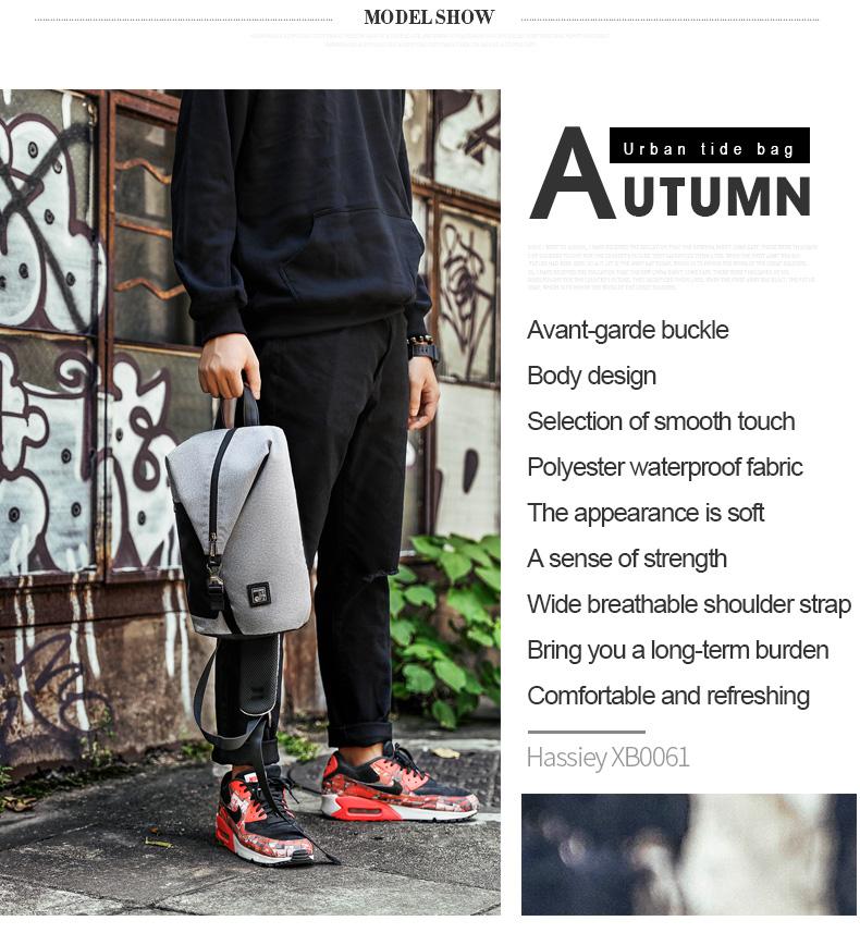 ARCTIC HUNTER XB00061- Crossbody Waterproof Men Chest Bag Gray