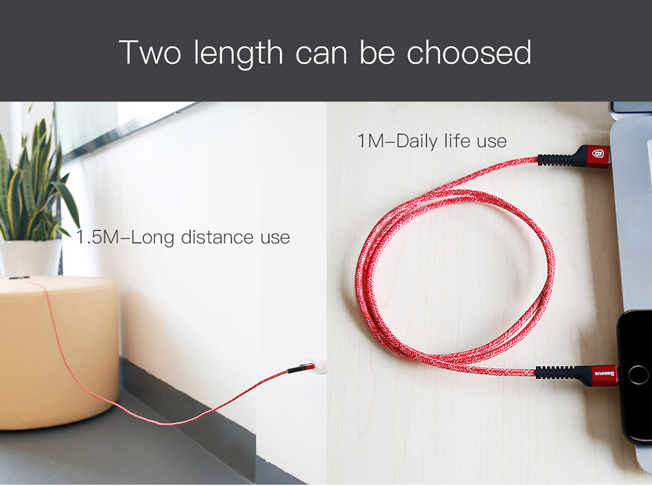 Confidant By Baseus Anti-break lightning Cable For iPhone/iPad 1.5Meter Red