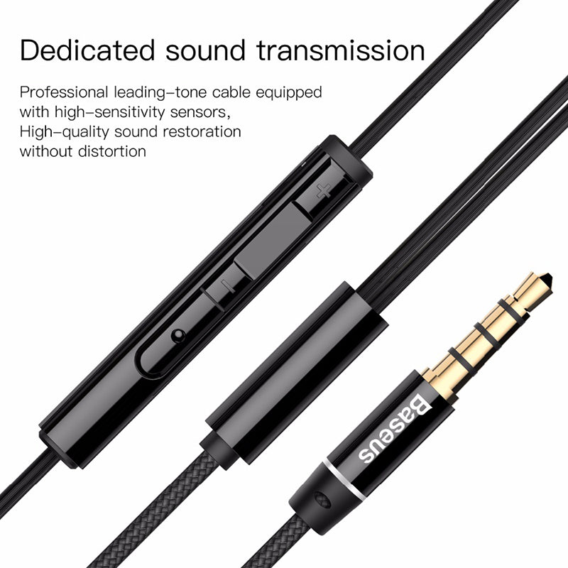 H06 By Baseus In-Ear Stereo Bass Earphones 3.5mm jack Black