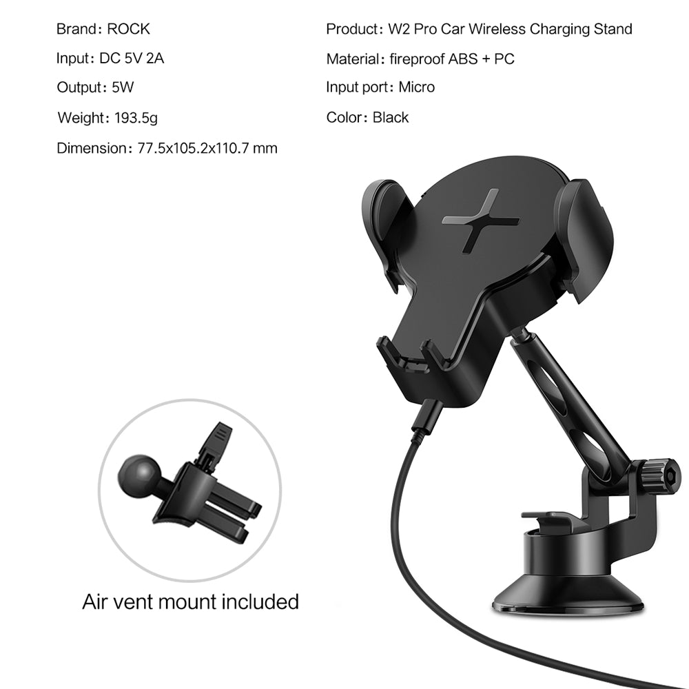 W2 Pro By Rock Wireless Charger + Car Holder With Many Options To install