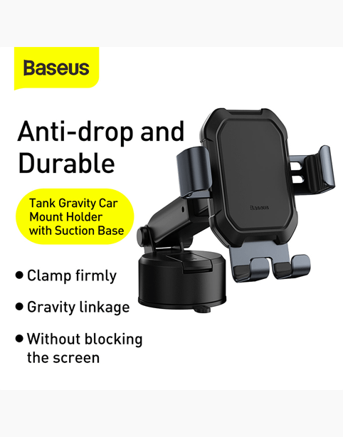 Baseus Tank gravity car mount holder with suction base Tarnish - Black