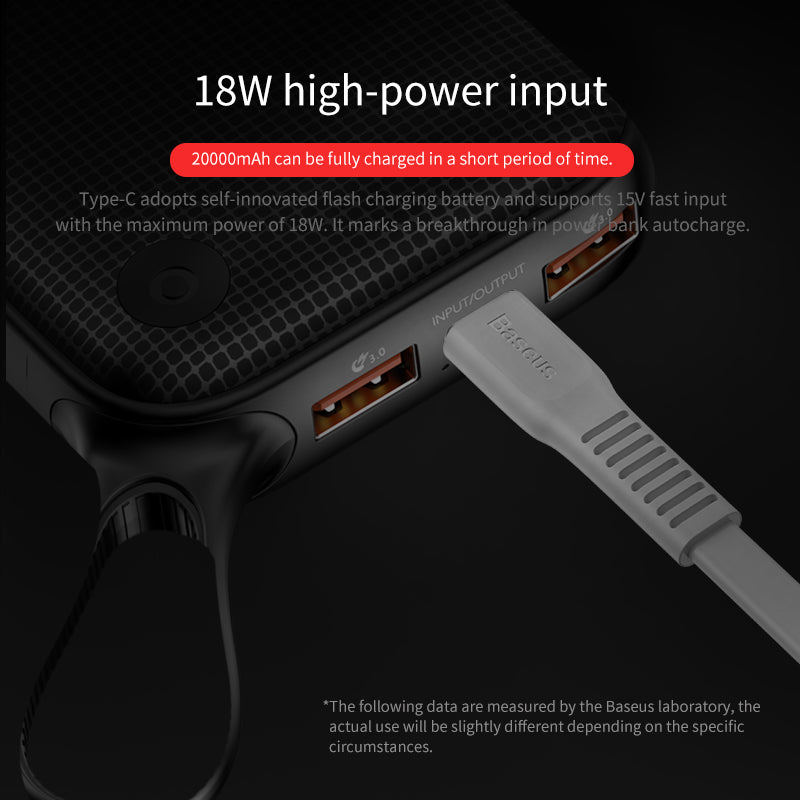 Powerful باور بنك 20000mAh ٤ مخارج 2xQC3.0 1xPD 1xMicro اسود