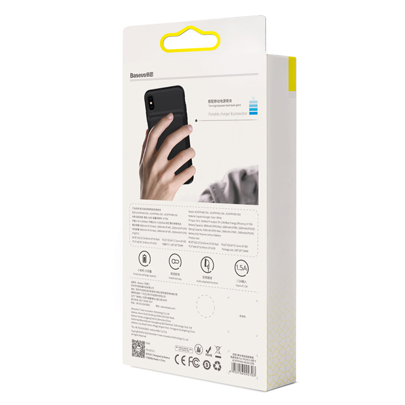 Baseus Liquid Silicone Smart Power Case 4200mAh For iPXs Max 6.5 Black