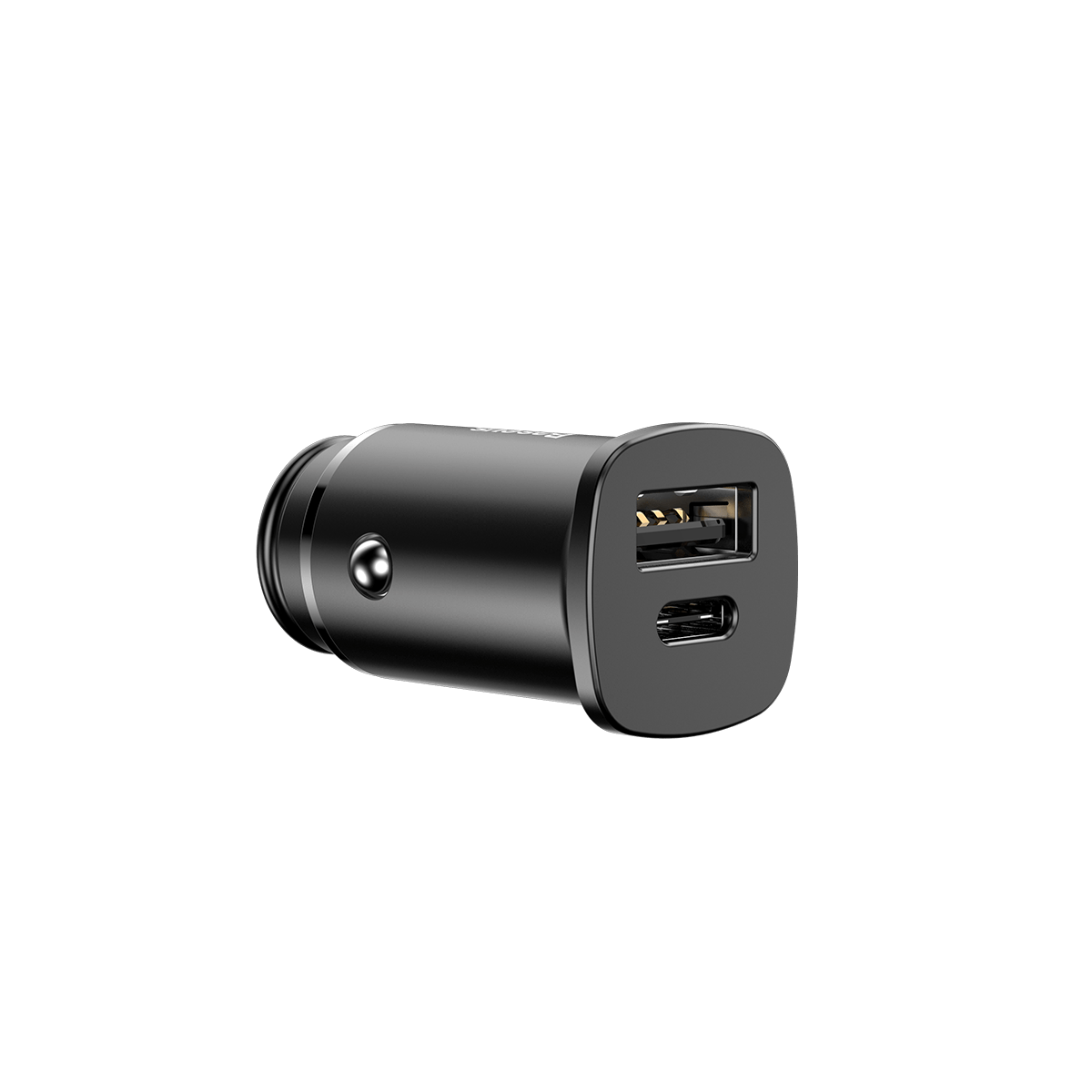 Square من باسيوس شاحن سيارة ميتال بمخرجين USB 30 وات + Type C PD سيلفر