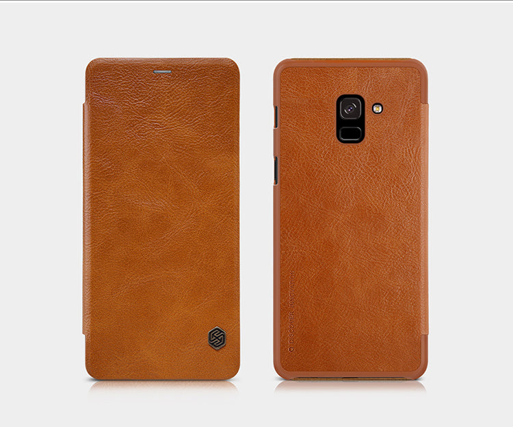 Qin Leather By Nillkin Smart Cover For Galaxy A8 Plus - Brown