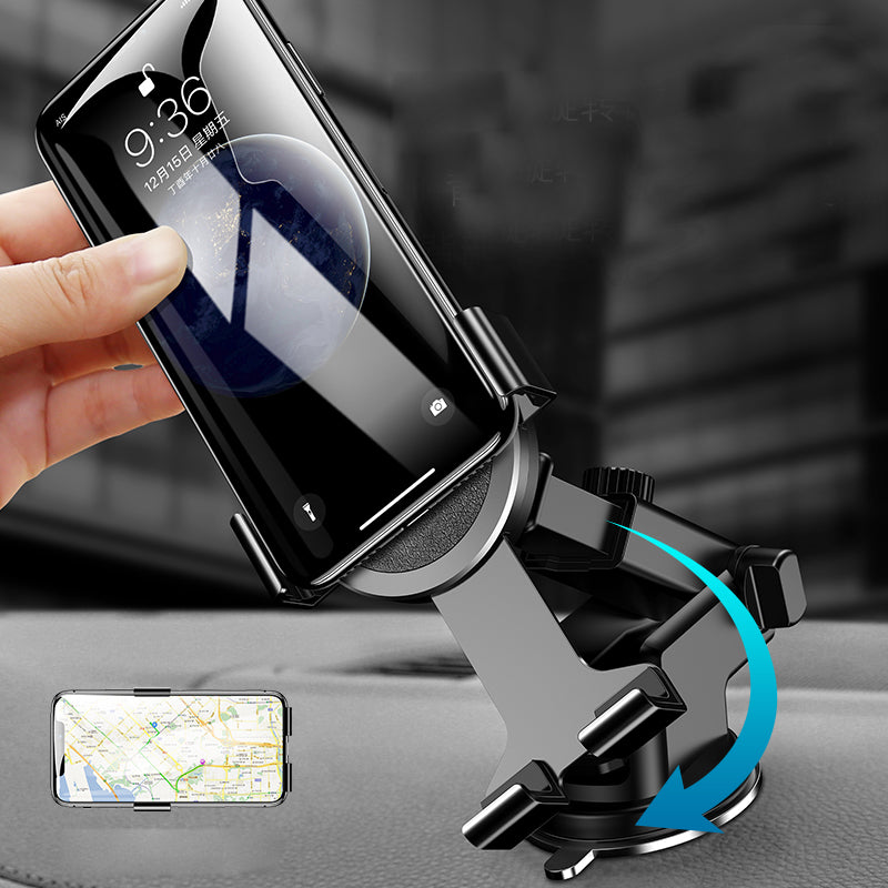 Blue USAMS Dashboard Car Phone Holder Stand with 360° rotation mounted on a vehicle dashboard.