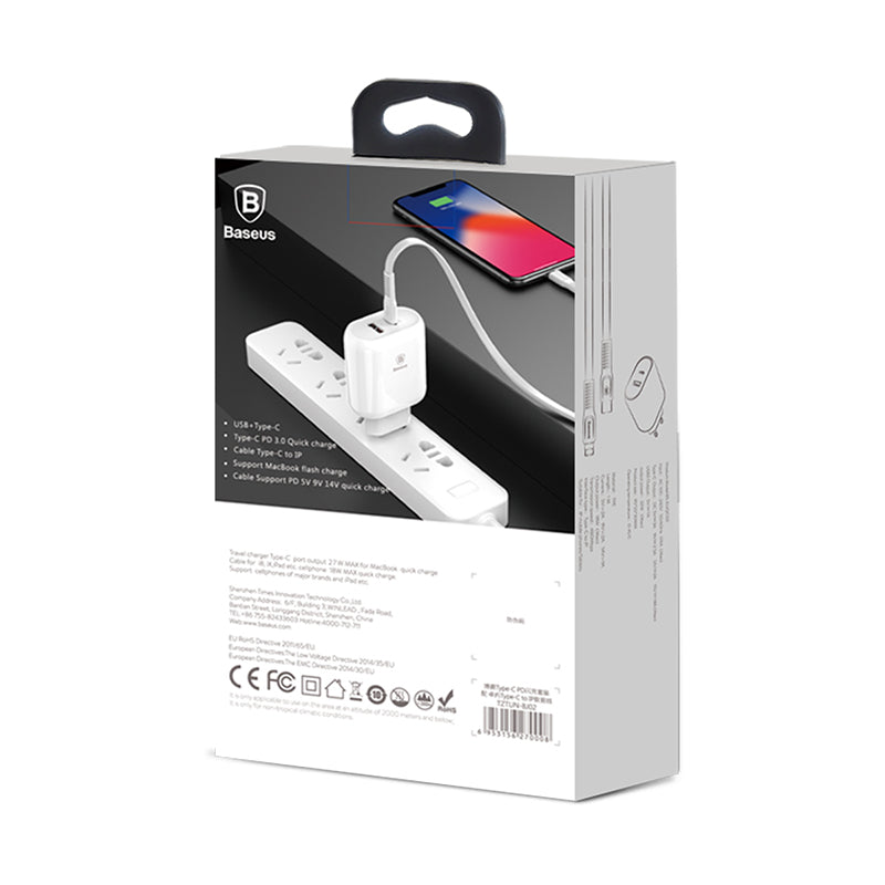 Baseus Bojure Series Type-C PD+U 32W Fast Charger For iPhone | White