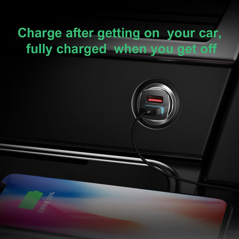 Baseus Square Metal Car Adapter Dual USB Quick Charge 3.0 (30W)