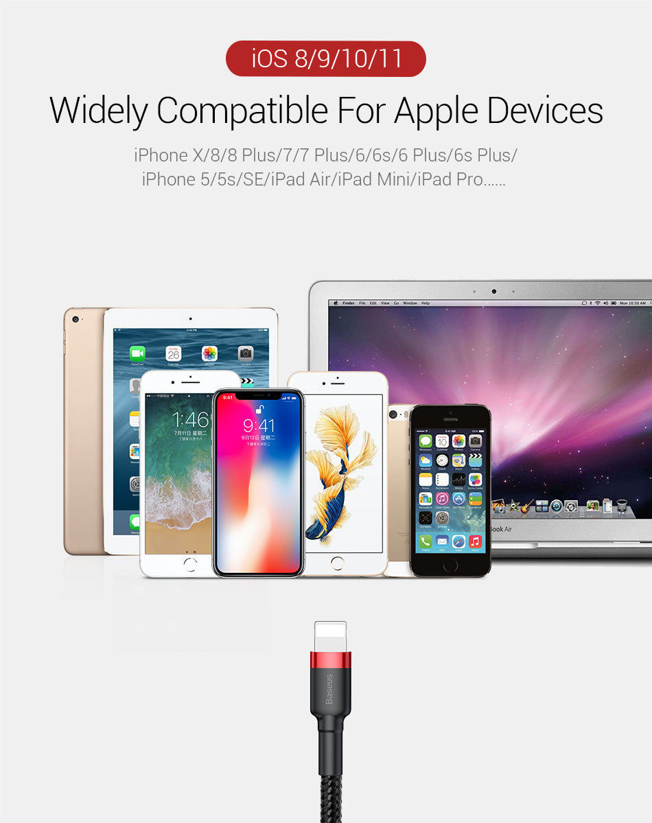 Kevlar By Baseus Strong lightning Cable USB For iPhone/iPad 2Meter Black