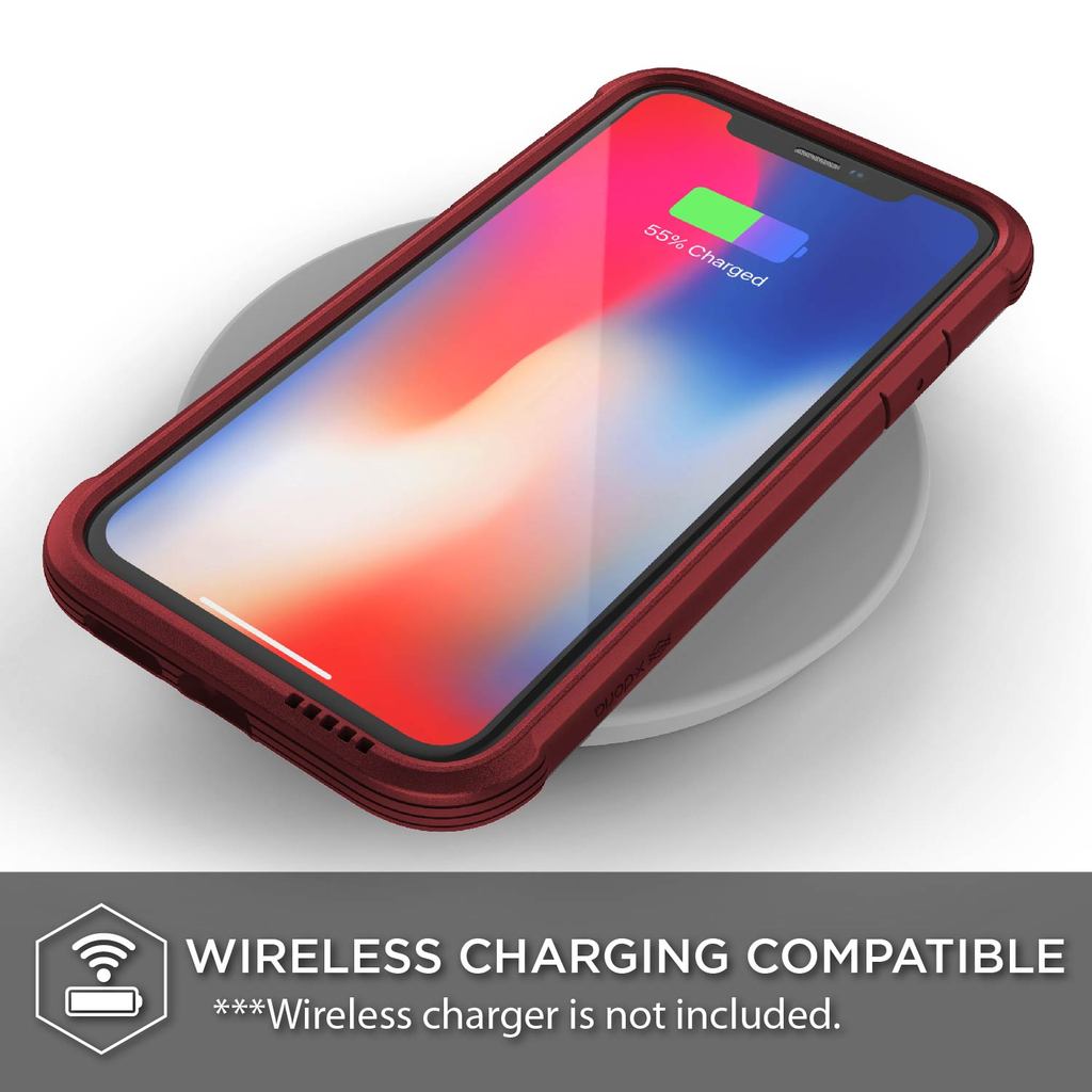 Red X-Doria Defense Lux Leather case for iPhone Xr, offering anti-shock protection up to 3M, displayed on a white background.