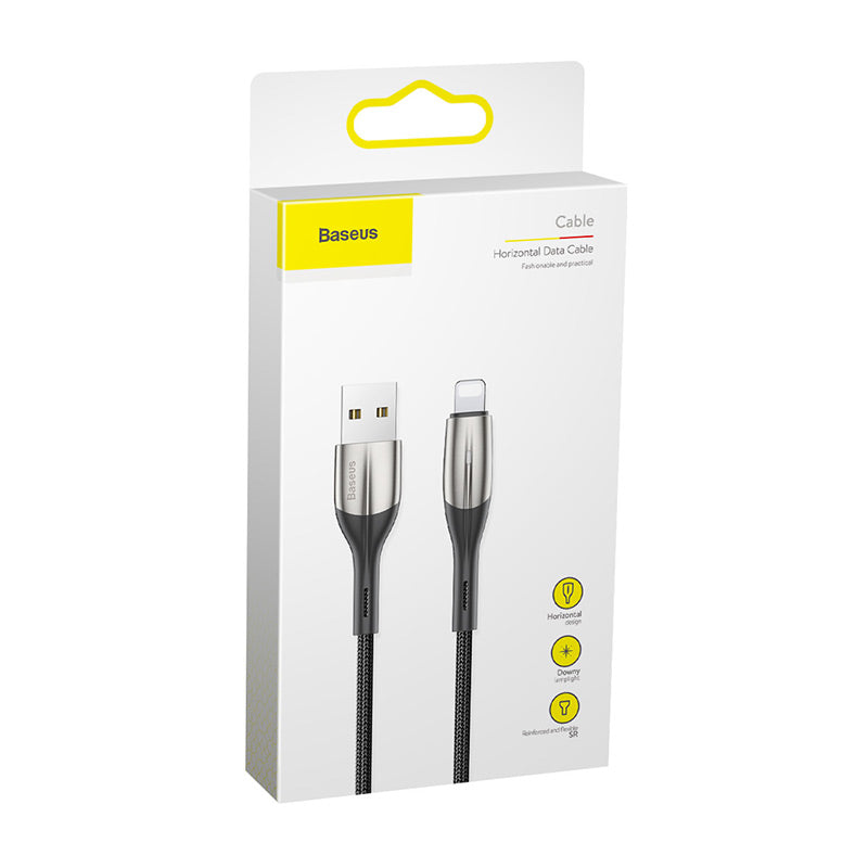 Smartkoshk horizontal black nylon cable with glowing feature, cut-resistant and durable for secure electronic connections.