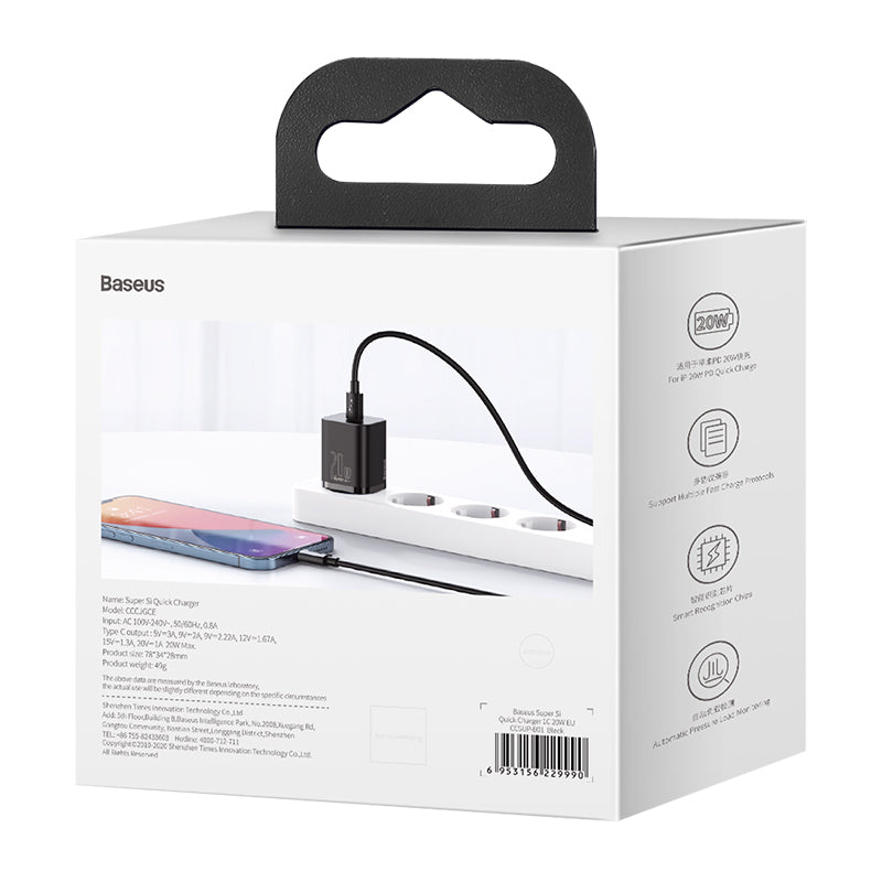Baseus Super Si USB-C PD Quick Charger 1C 20W - Black