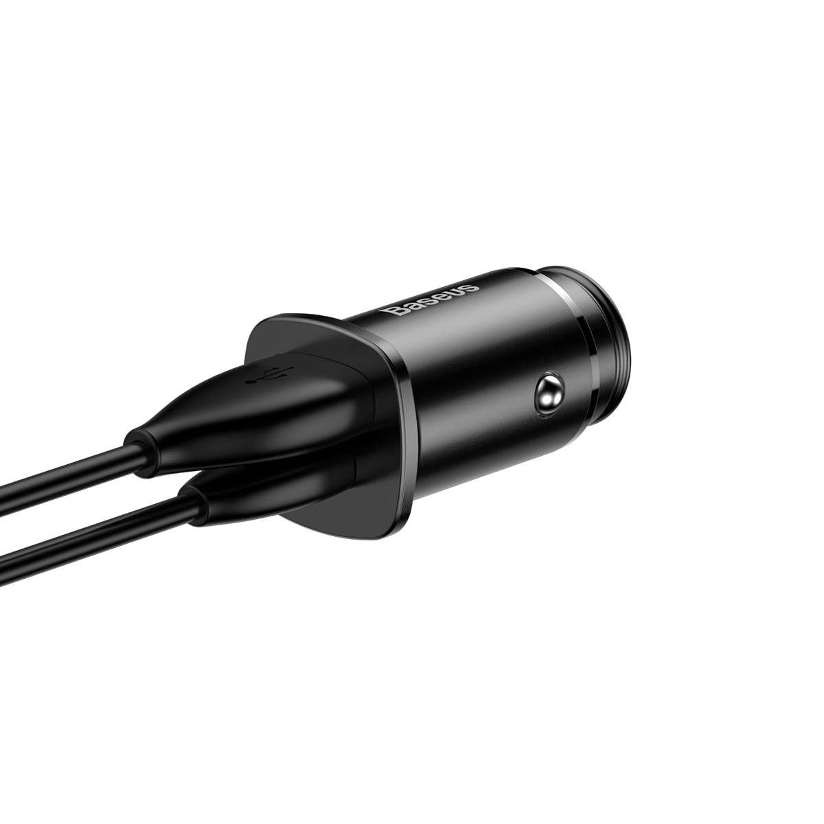 Square من باسيوس شاحن سيارة ميتال بمخرجين USB 30 وات + Type C PD سيلفر