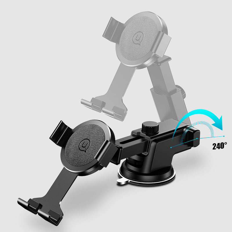 Blue USAMS dashboard car phone holder with 360-degree rotation, mounted on a sucker stand for easy viewing in vehicles.