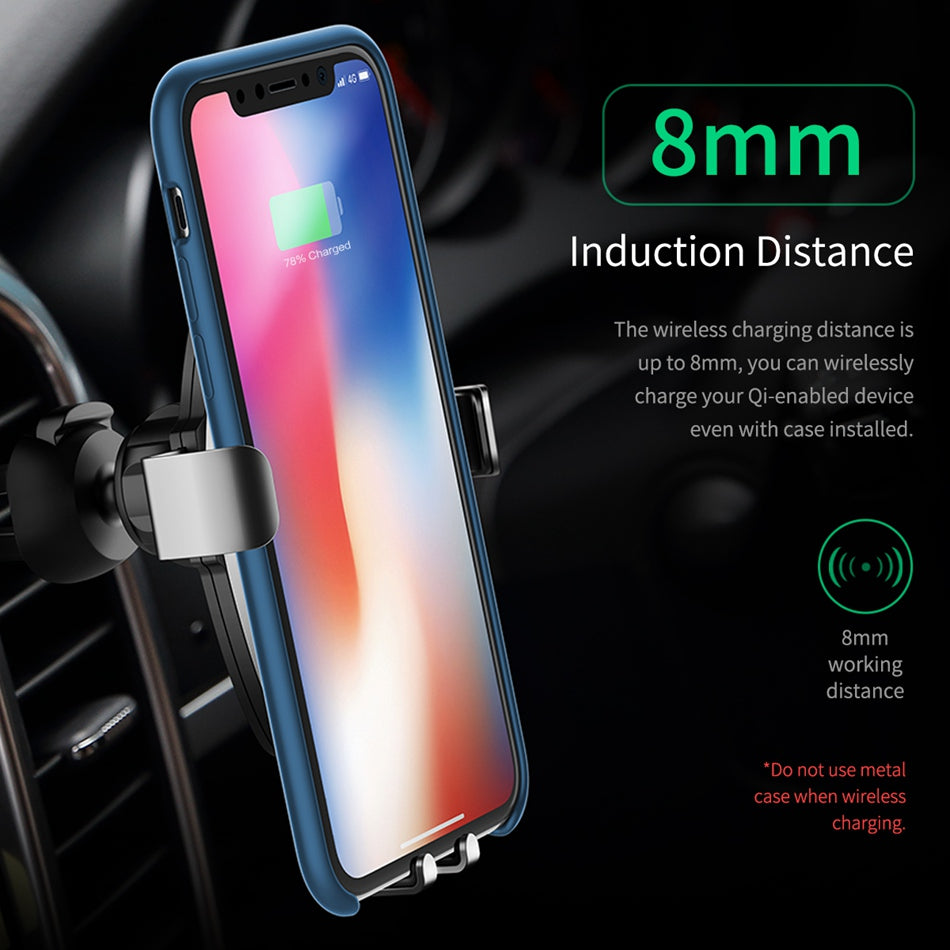 Gravity By Rock Fast Wireless Charger ( 10W ) + Car Holder - Gray